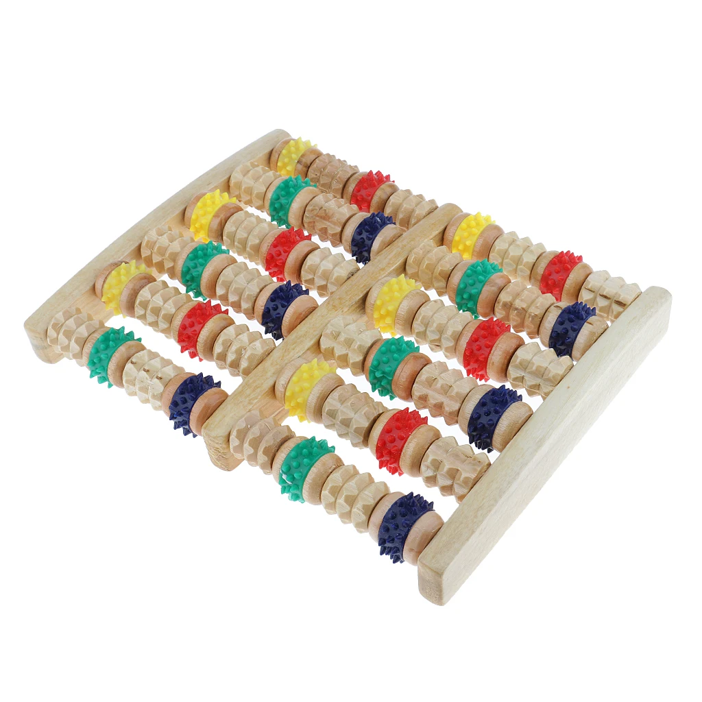 Деревянный шестирядный массажер для ног с роликом глубокого очищения свода