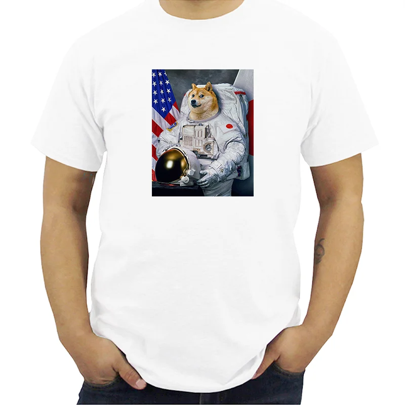 

Men Short Sleeve O-neck T-shirt Hipster Doge Dog Astronaut Funny Meme Hipster T-Shirt Casual Tops Tees Harajuku Streetwear S-5XL