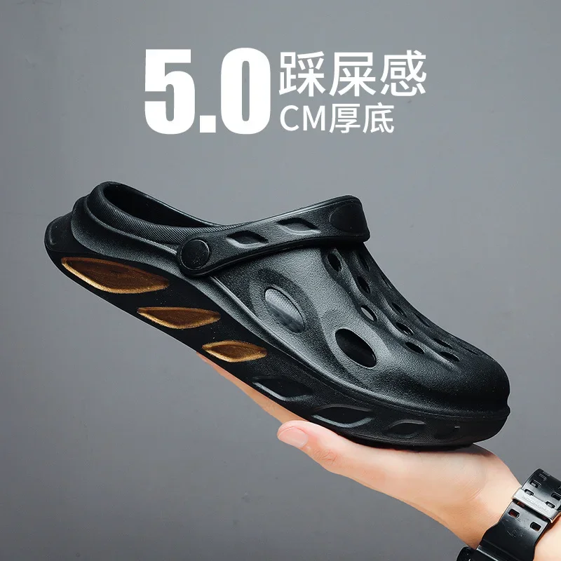 

New Croc Sandals Men's and Women Summer Wear Non-slip Wear-resistant Sandals Thick Soled Beach Outdoor Couple Slippers for Men