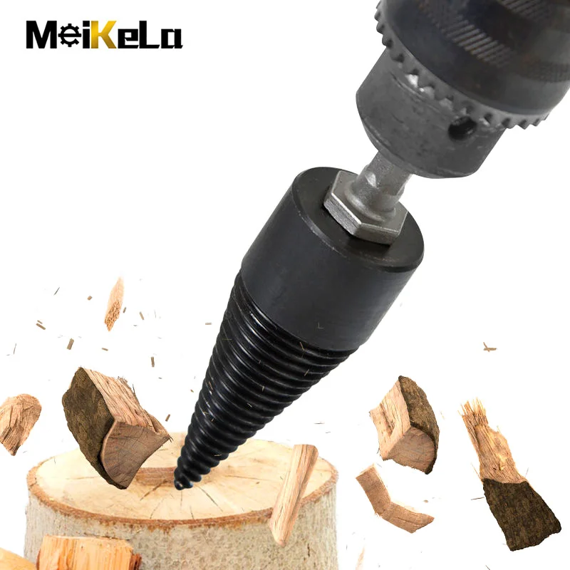 Meikela 32/42mm Wood Drill Bit Twist Firewood Splitting Reamer Drill Bit Wood Splitter Screw Cones Square Round Hammer Drill Bit