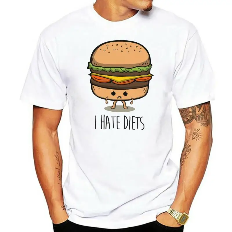 Серые футболки I Hate Diets мужские больших размеров с короткими рукавами красная