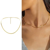 stainless steel gold blade chain flat snake bone necklace titanium steel jewelry matching chain men women accessories