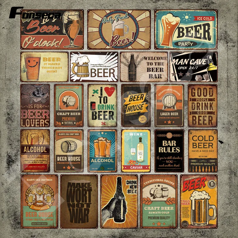 

Cold Beer Vintage Metal Poster Good People Drink Good Beer Metal Signs Tin Signs Beer Party Iron Painting for Bar Pub Decoration