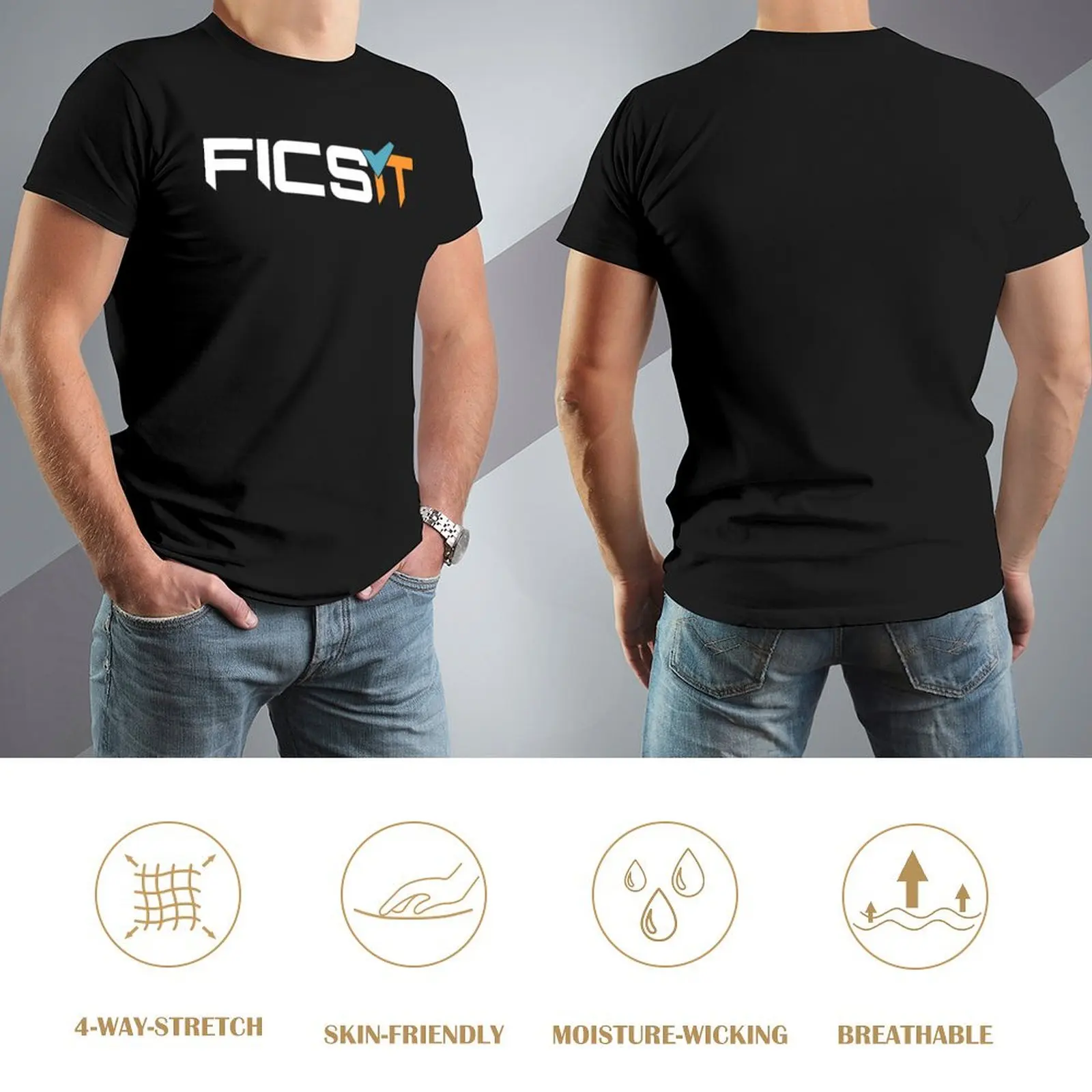 Классическая футболка с логотипом FICSIT Satisfactory винтажная рисунком мужская больших