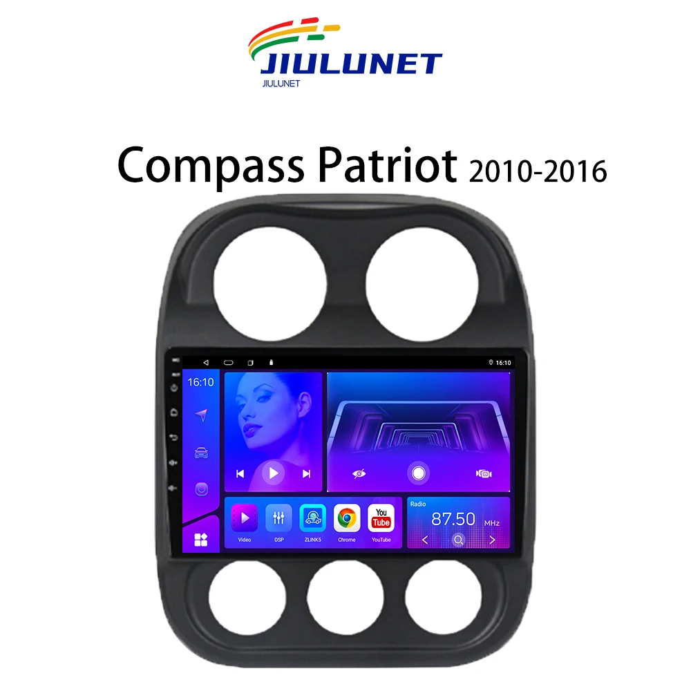 

JIULUNET 9" Android 8 Core Carplay Central Multimedia Car Stereo Radio For Jeep Compass Patriot 2010-2016 Navigation head unit