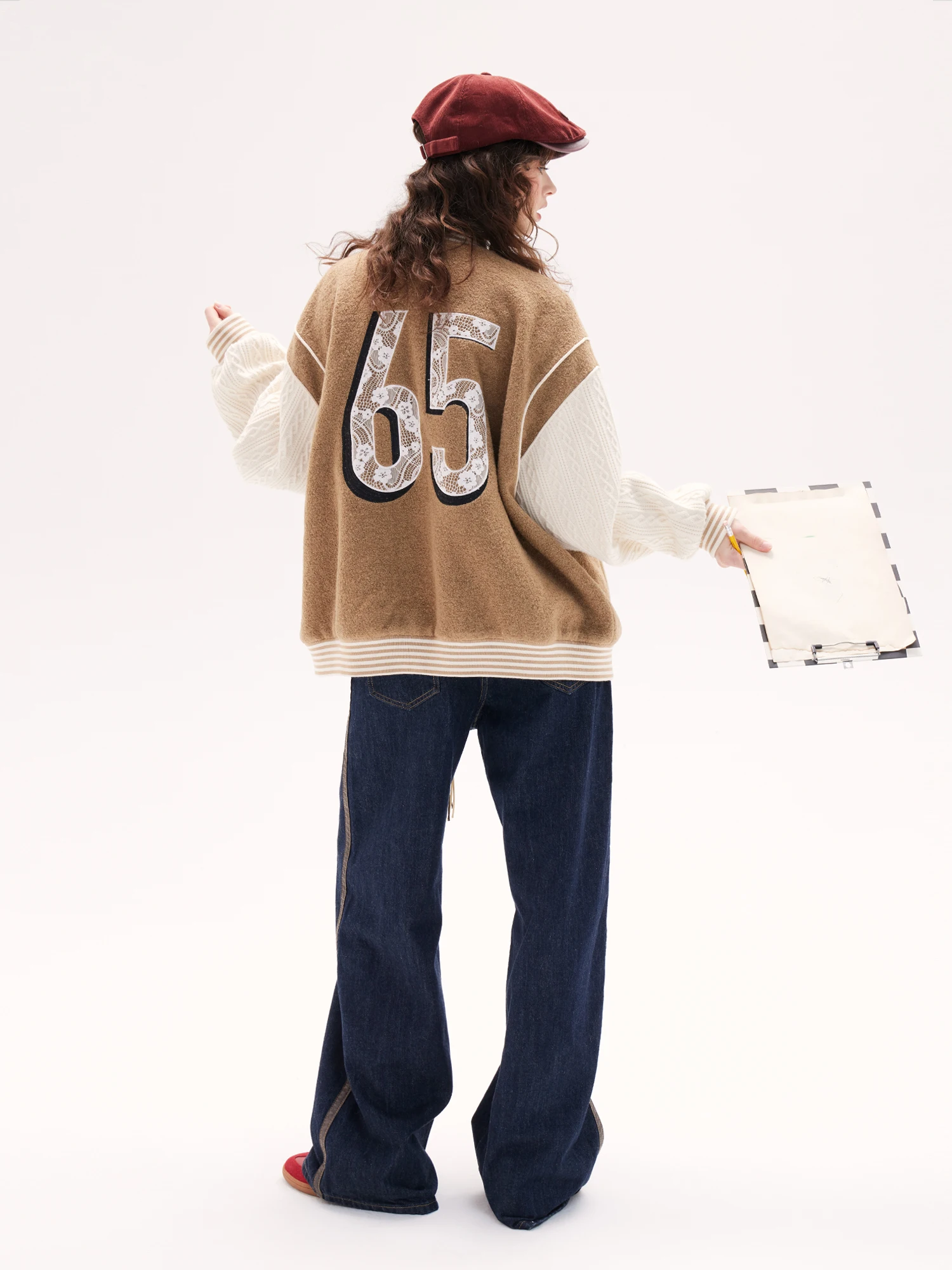 2024 зимняя шерстяная куртка в консервативном стиле женская американская цветная