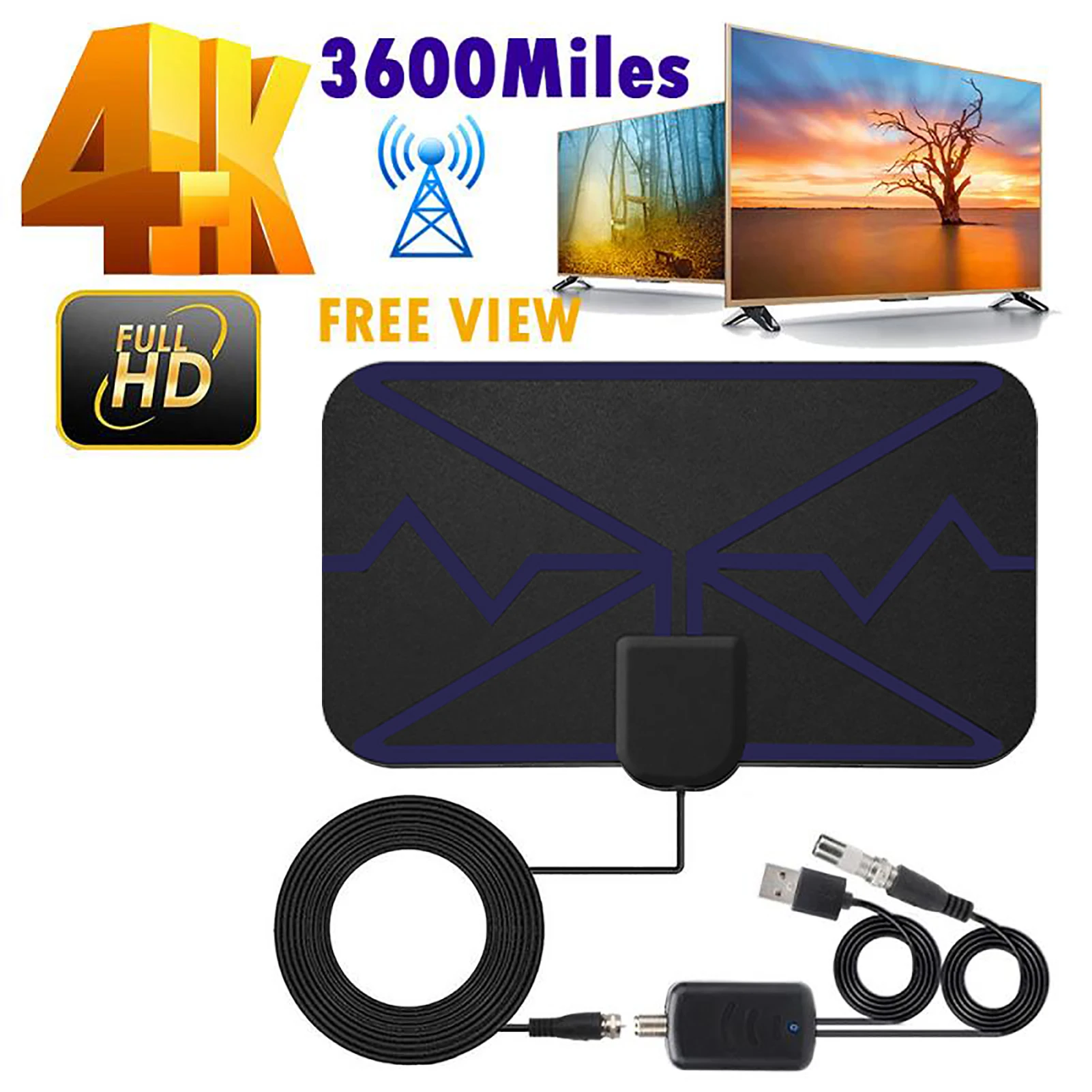 

3600 Miles 4K Digital DVB-T TV Antenna Signal Amplifier Booster 1080P HD Smart TV Aerial For Car Antenna RV Travel Home Indoor