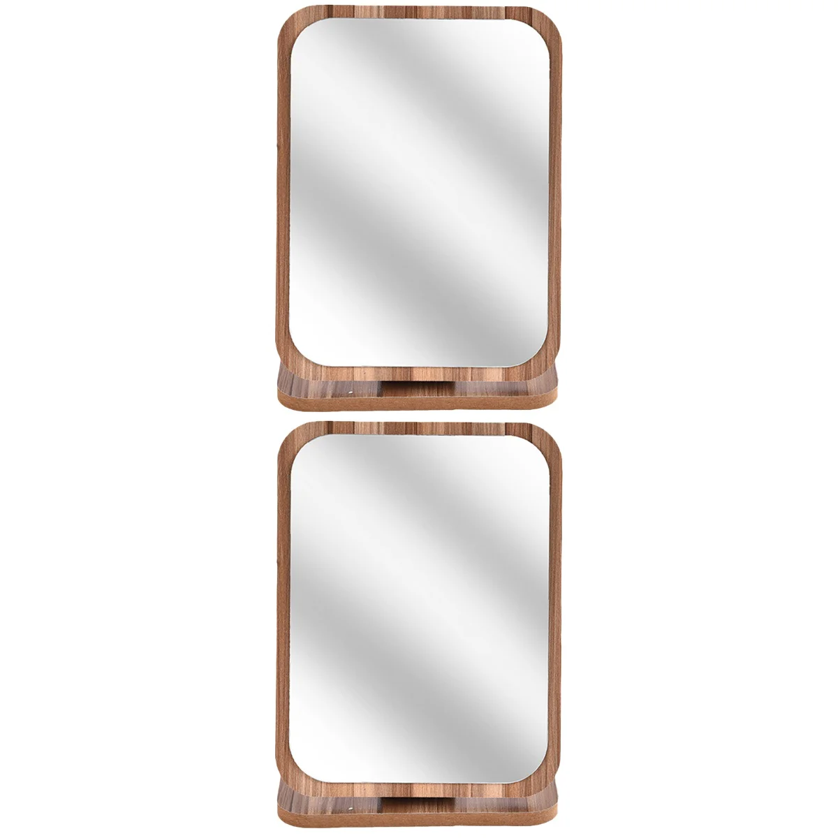 

2 Pack Vanity Mirror Beauty Bedroom Rotating Adorn Wooden Desktop Decor