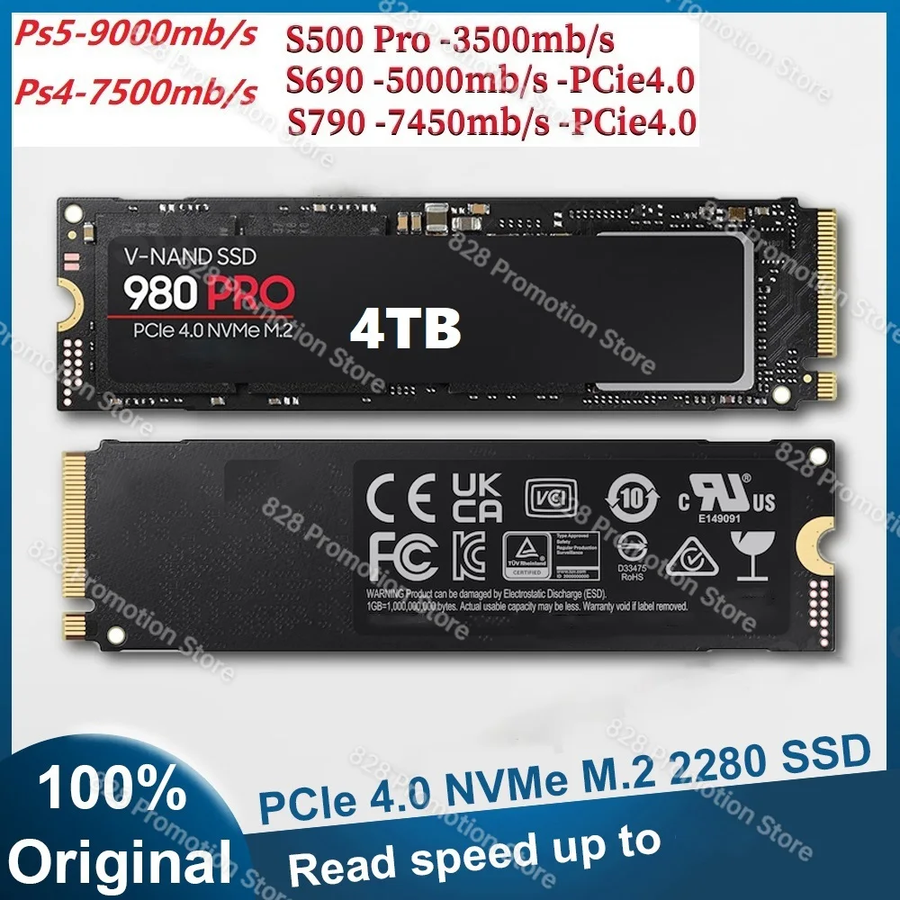 

SSD M2 NVMe PCIe 4.0 SSD 2TB 1TB 512GB M.2 2280 980pro NVME Internal Solid State Drives 4TB Hard Disk Drive 외장하드 for PS5 Laptop