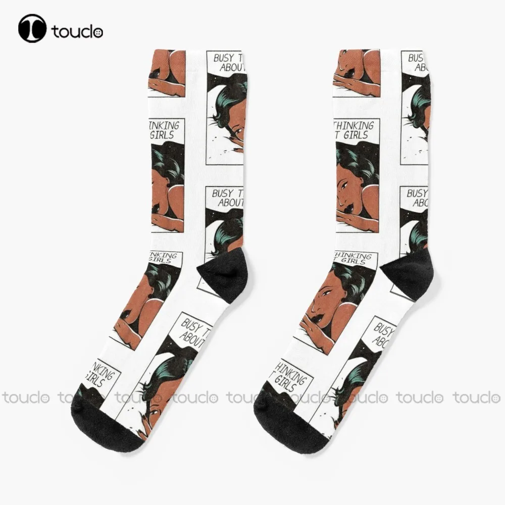 

Busy Thinking About Girls Socks Tall Socks For Women Unisex Adult Teen Youth Socks Design Cute Socks Creative Funny Socks