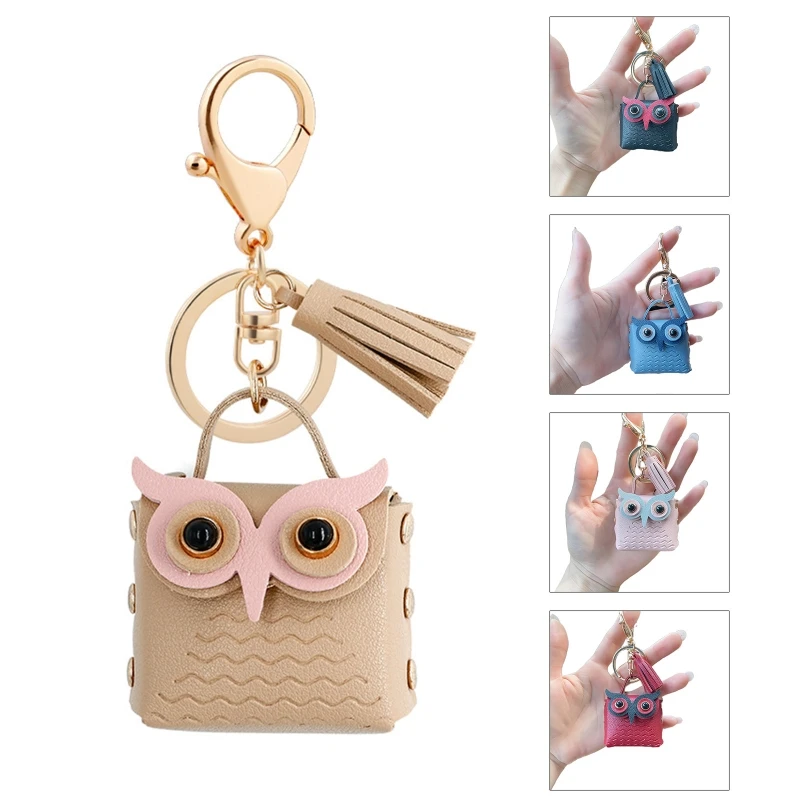 

Cute Owl Key Chain for Women Coin Storage Bag Keychain Tassel PU Leather Car Key