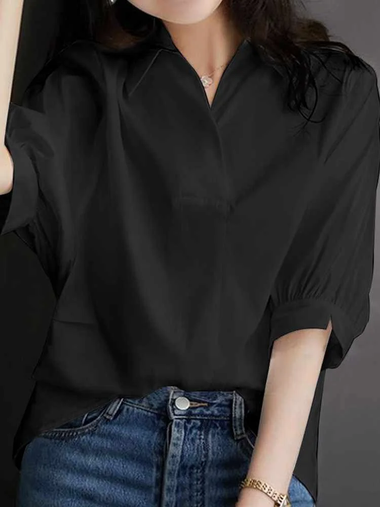 

Oversized Summer Blouse Women Elegant Office OL Shirt ZANZEA 2023 Turn Down Collar Shirts Chemise Female Work OL Tunic Tops