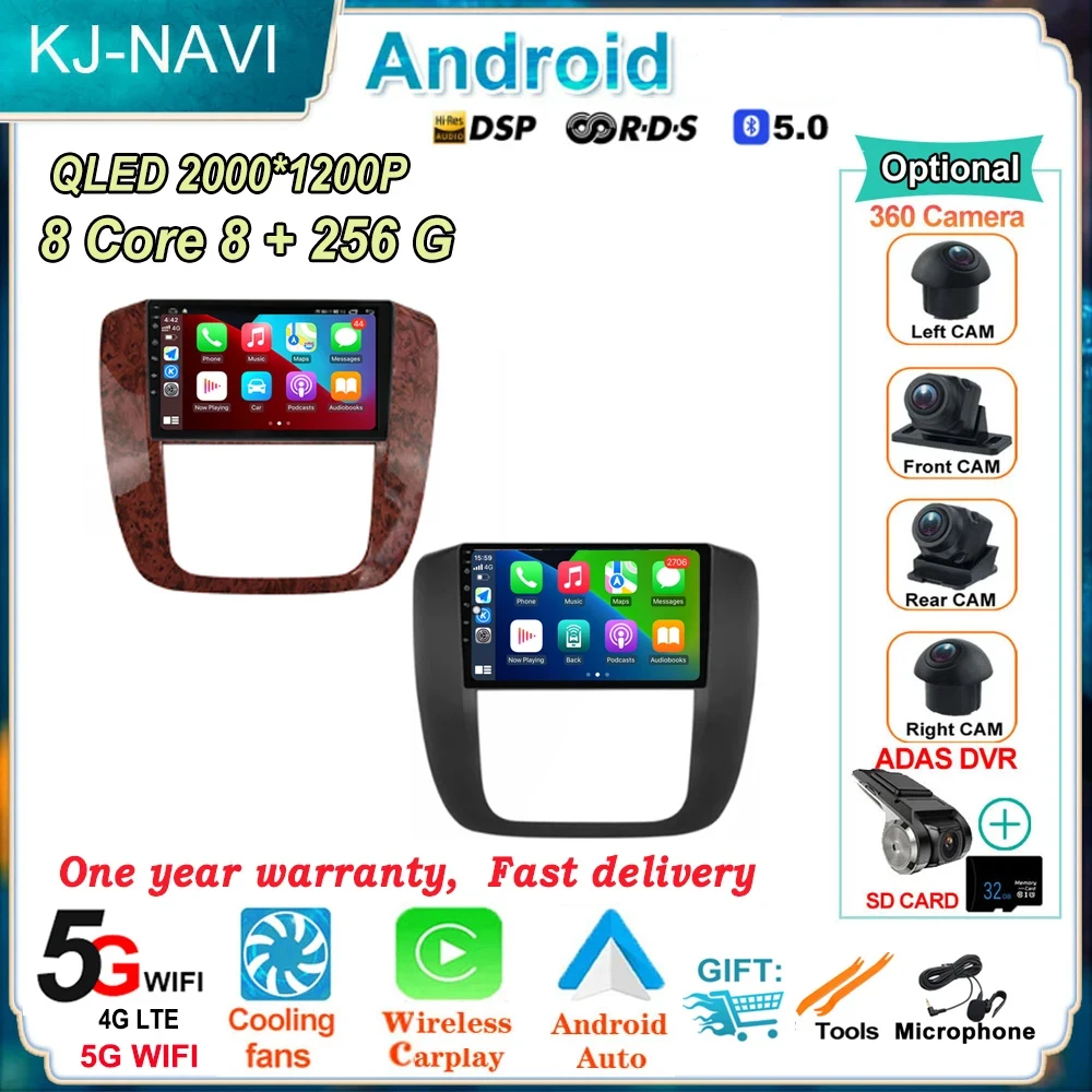 Фото Автомагнитола Carplay на Android 14 для GMC Yukon Chevrolet Tahoe Suburban 2007-2014, автомобильный мультимедийный плеер, аудио, FM, GPS-навигация №1