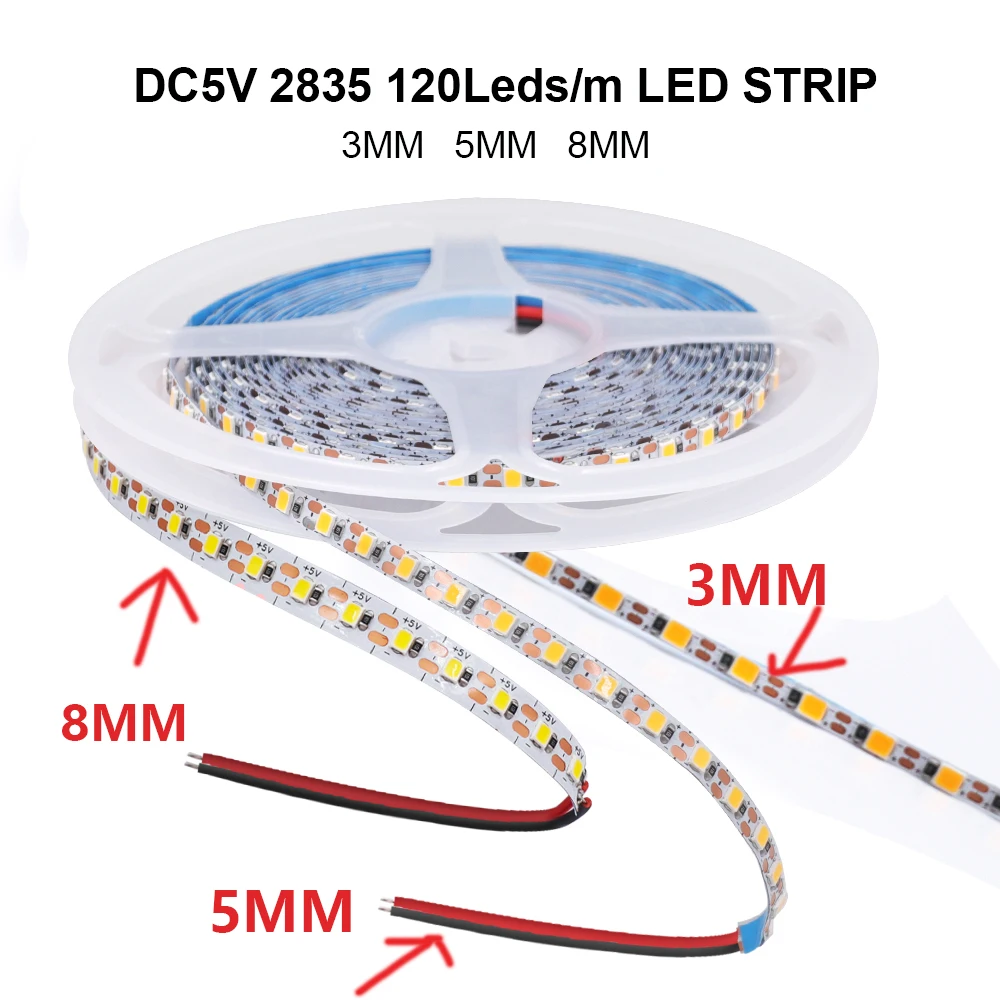 Гибкая светодиодная лента 3 мм 5 8 2835 120 светодиодов/м