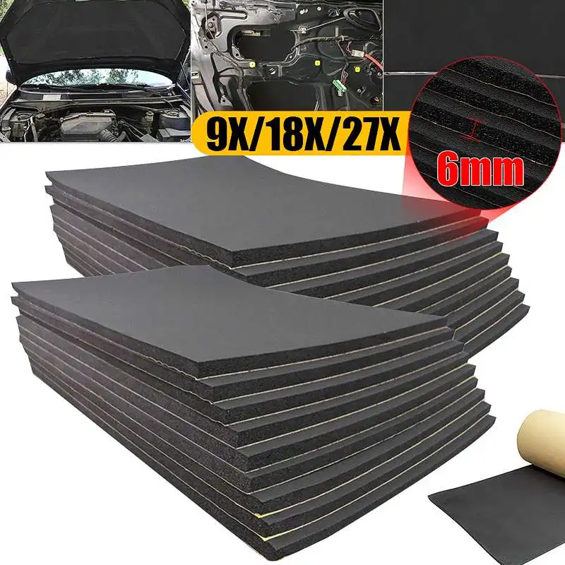 

9/18/27PCS 30x50cm 6mm Car Sound Proofing Deadening Car Truck Anti-noise Sound Insulation Cotton Heat Closed Cell Foam