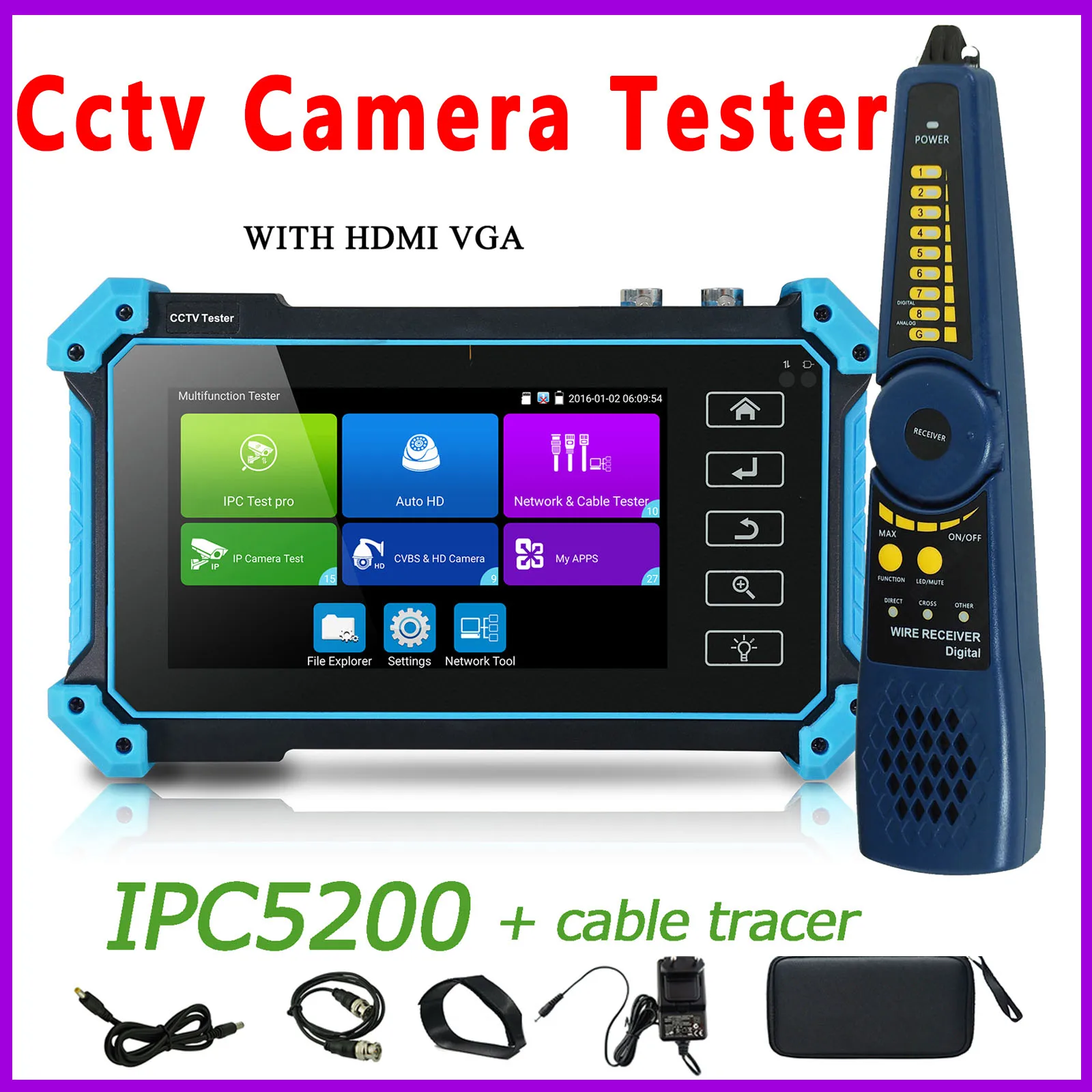 ПК 5200 c plus сетевой Кабельный тестер камера видеонаблюдения Тестер монитор для