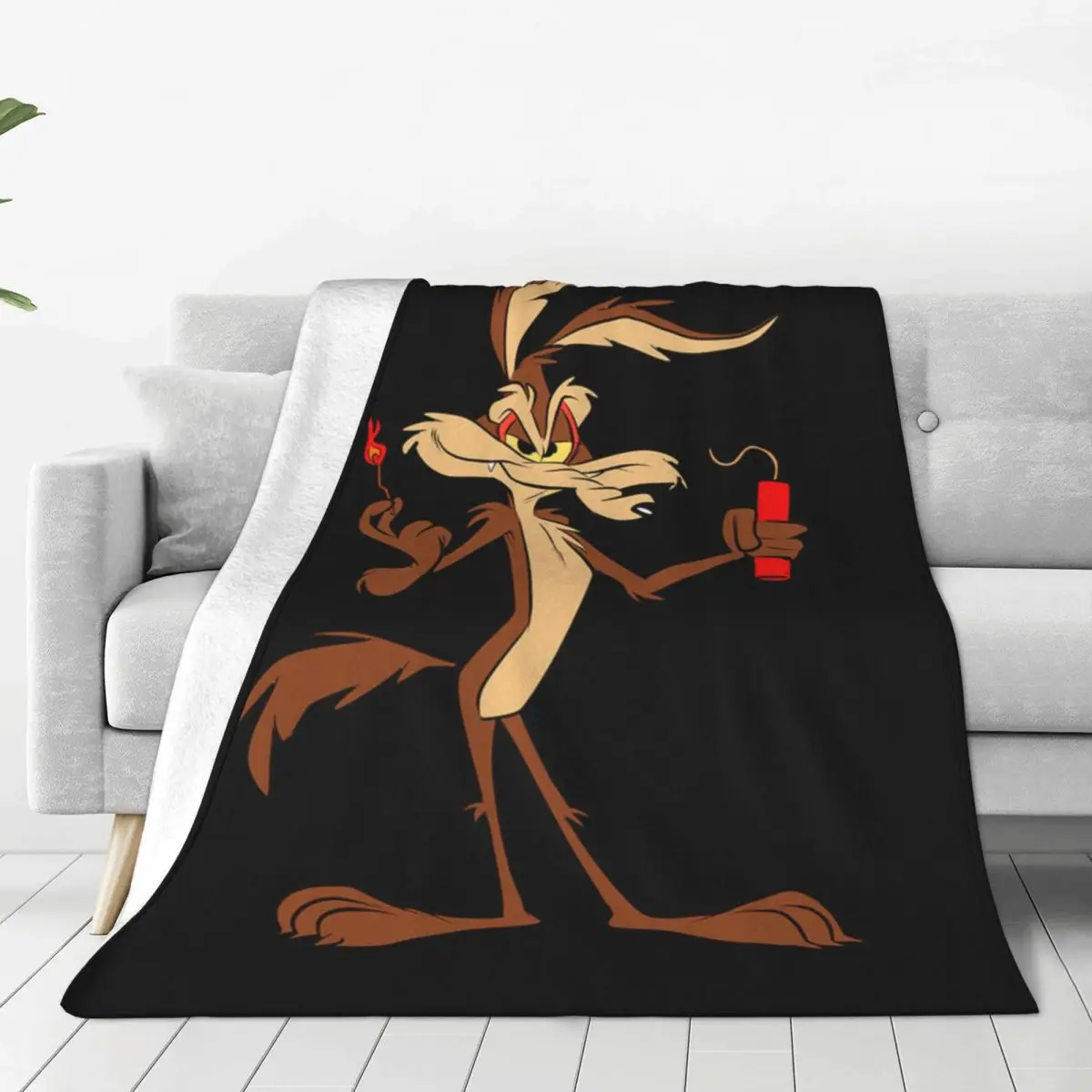 

Funny Wile E Coyote Flannel Throw Blanket Cartoon Blankets for Bedding Office Lightweight Bedroom Quilt