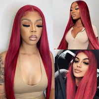 reshowbeauty burgundy straight wig 99j hair synthetic lace front wig 360lace frontal wig t part baby hair heat resistant wig