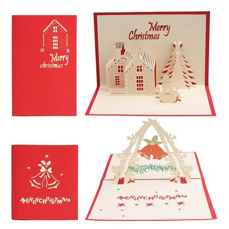 

Рождественские открытки, 3D праздничная открытка, предназначенная для дня рождения, Дня Святого Валентина вечерние украшение для вечеринки,...