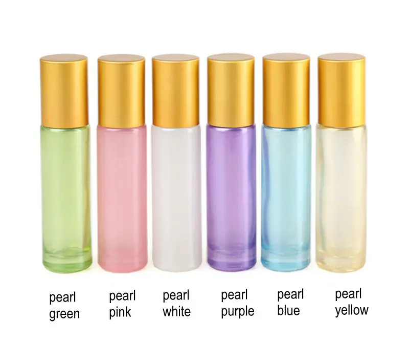 10pcs/lot Thick 10ml Glass Perfume Roll on Bottle with Stainless Steel/Gemstone Roller Ball Glass Essential Oil Bottle