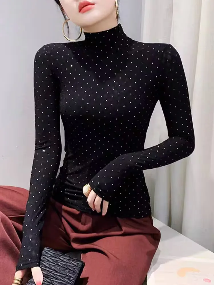 Новое поступление 2025 комплект с бриллиантами женский осенне-зимний пуловер S-4XL