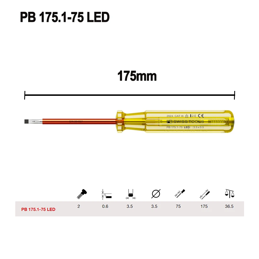 

PB Swiss 2-in-1 LED Тестер напряжения отвертка