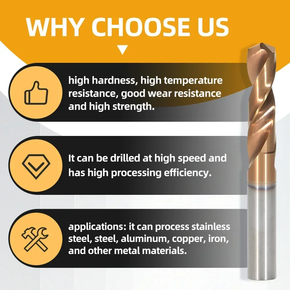 ExactBit HRC55° Tungsten Carbide Drills Metal Drill Bits For Hard Metalworking CNC Lathe Steel Drilling Tool 0.5-20.0mm