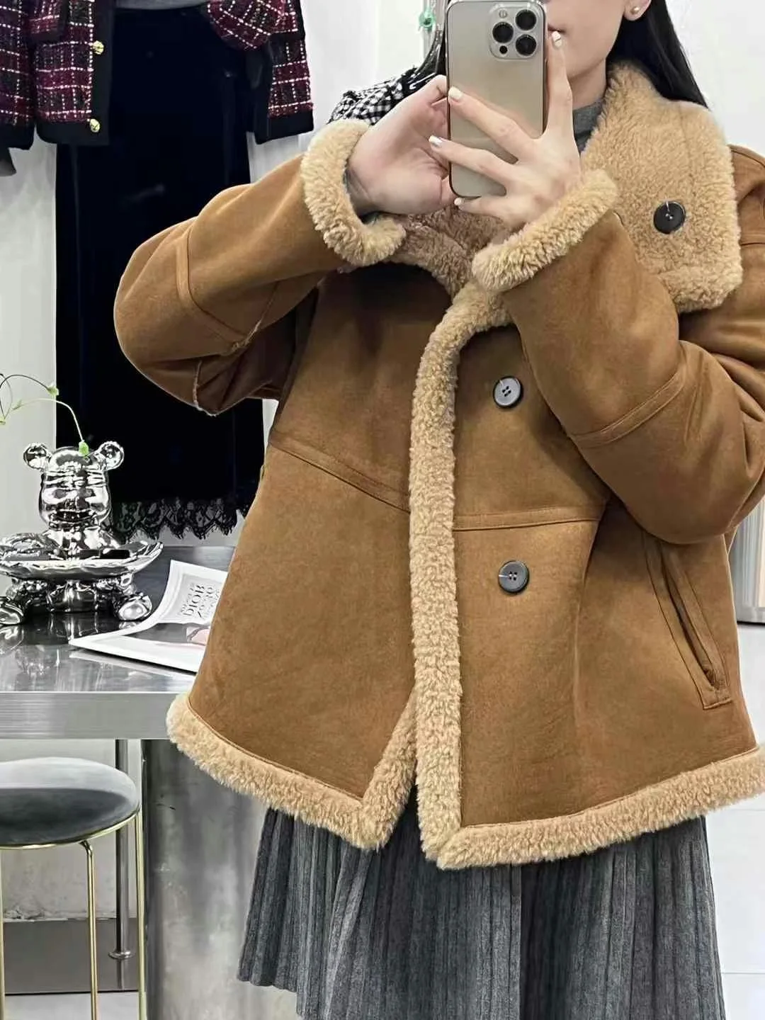 YX.FS Fur Integrated 2024 новинка зимы воротник-стойка маленькая бархатная шерсть ягненка