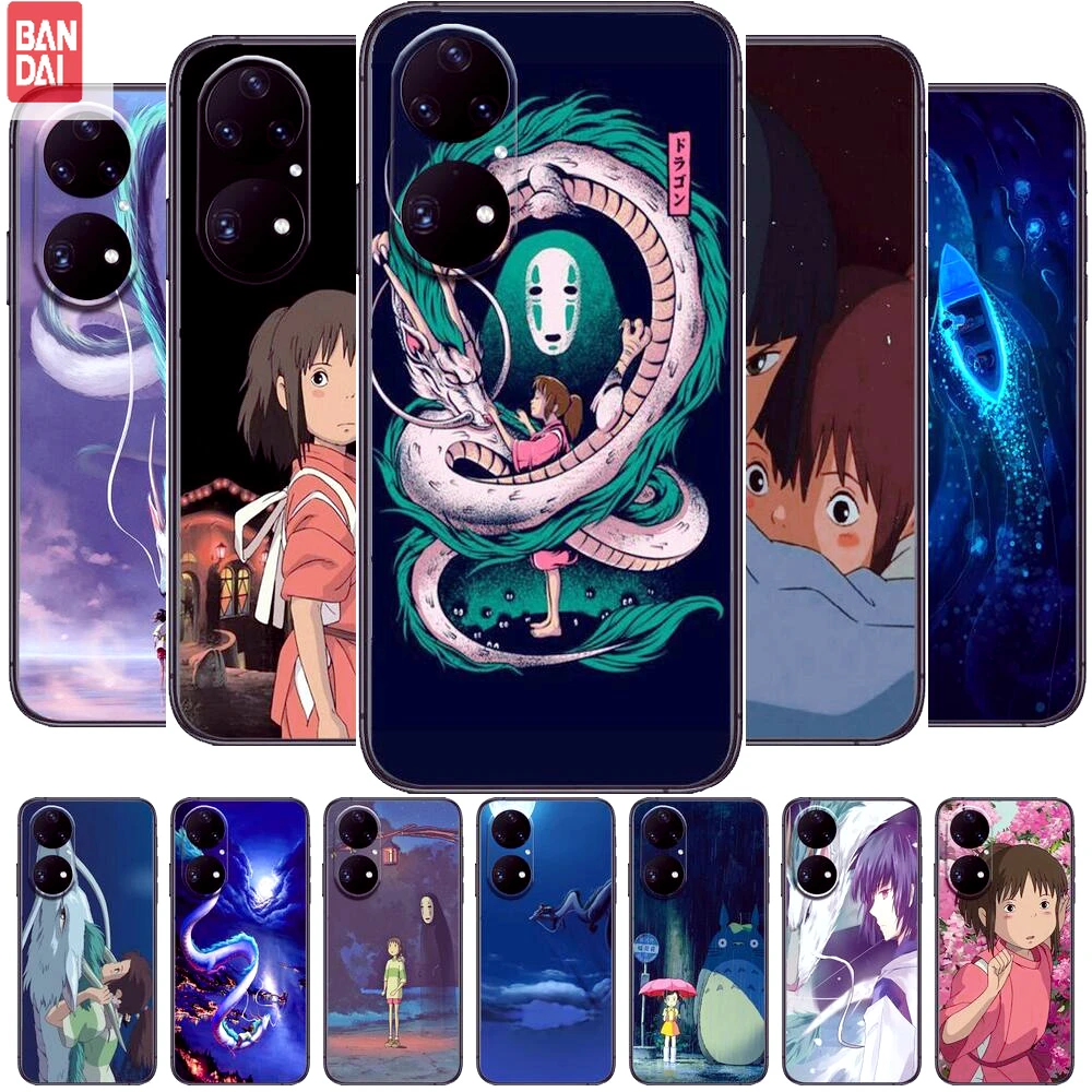 

Hot Spirited Away Black TPU Silicone Soft Phone Case For Huawei p50 P40 p30 P20 10 9 8 Lite E Pro Plus