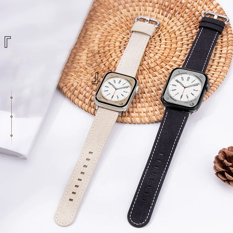 

Apple Watch Ultra Bands 38mm 40mm 41mm 42mm 44mm 45mm Women Correa Applewatch Nylon Canvas Bracelet Series SE 1 3 5 7 8 WB015