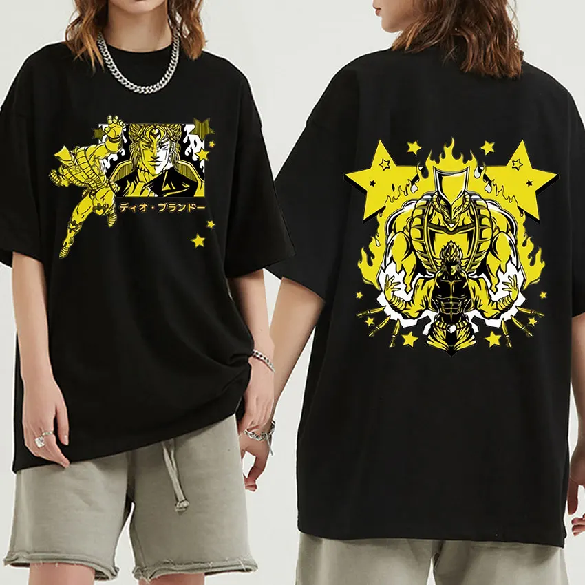 

Футболка Мужская/Женская хлопковая оверсайз с принтом в стиле японского аниме, с принтом «Необычные приключения Джоджо»