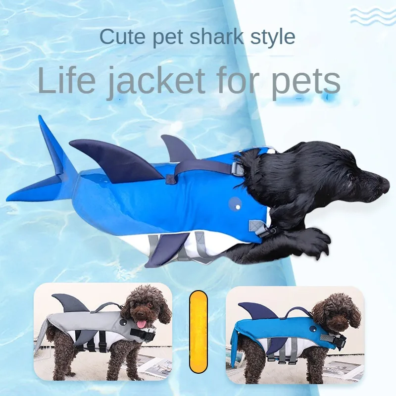 

Dog Life Jacket Ripstop Dog Lifesaver Shark Vest with Rescue Handle Pets Dogs Safety Swimsuit for Swimming Pool Beach Boating