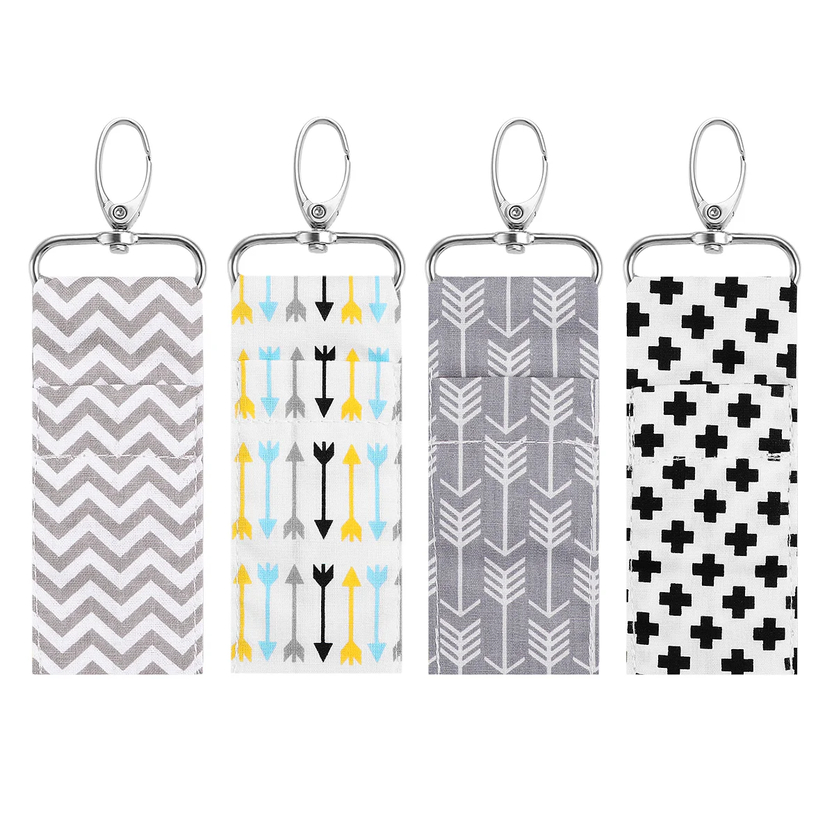 

4PCS Premium Cotton Practical Lip Balm Pouch Keychain for Purse Diaper Locker Hook