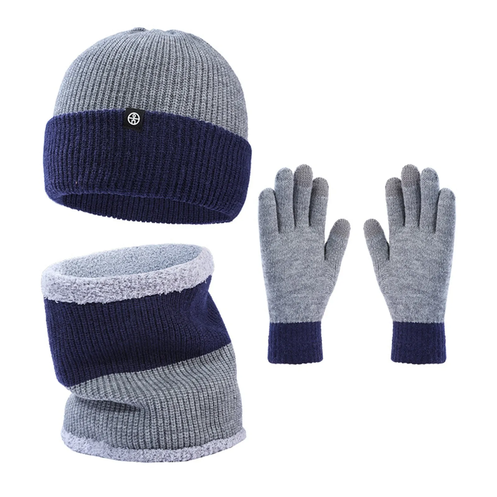 

Вязаные перчатки шарф шапка Комплект из трех предметов шерстяные двухсторонние однотонные защитные наушники зимние теплые комплекты для отдыха