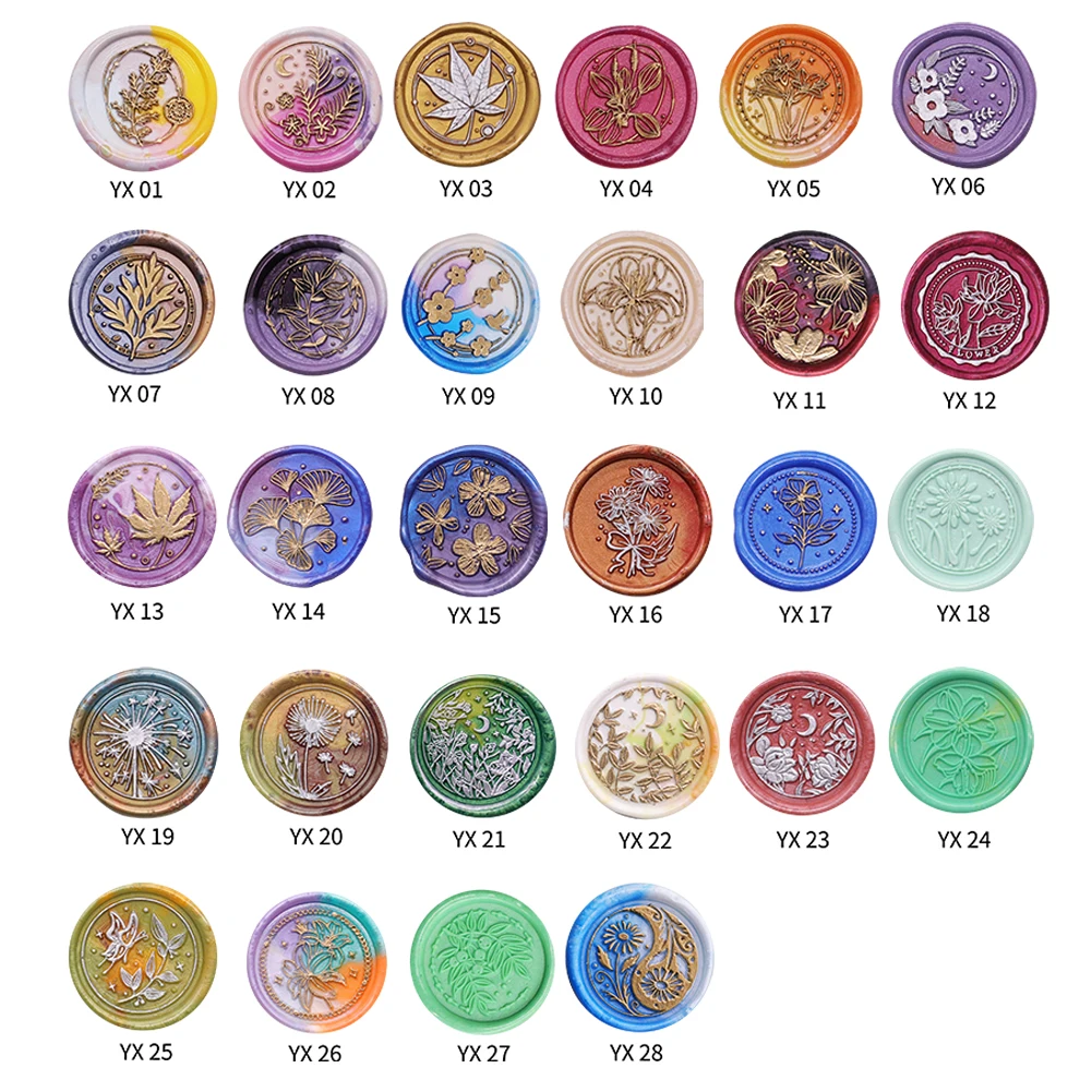 

2pcs Retro Antique Round Plant Sealing Wax Stamp Head Fire Paint for Cards Envelope Stamps Replace Heads Decoration