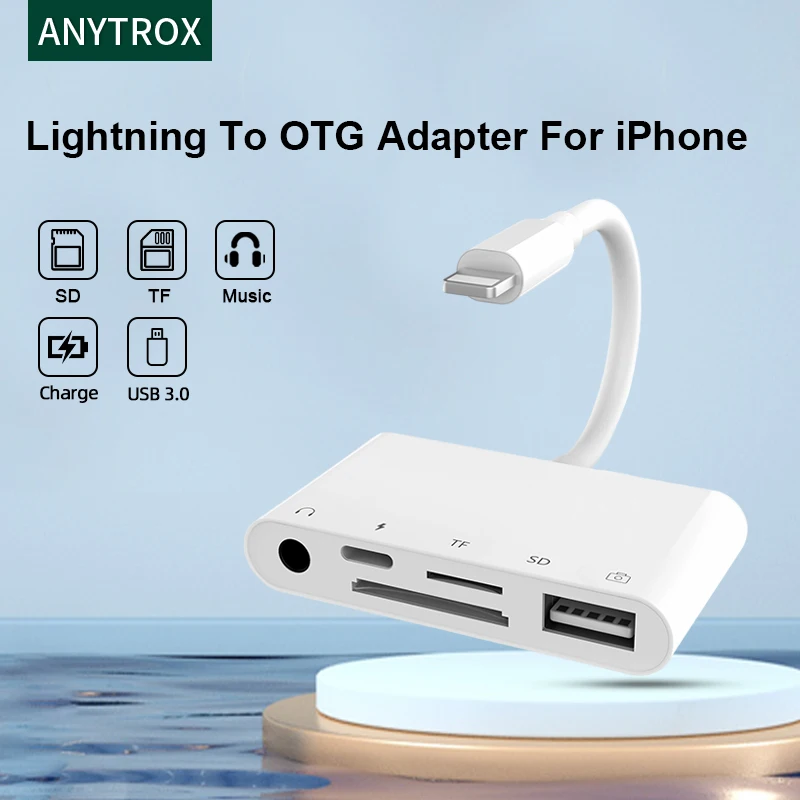 

Lightning iPhone to USB3 OTG Camera Adapter/Cable Cord with Charging Lightning iPad to SD/TF Card Reader Support 3.5mm Aux Audio