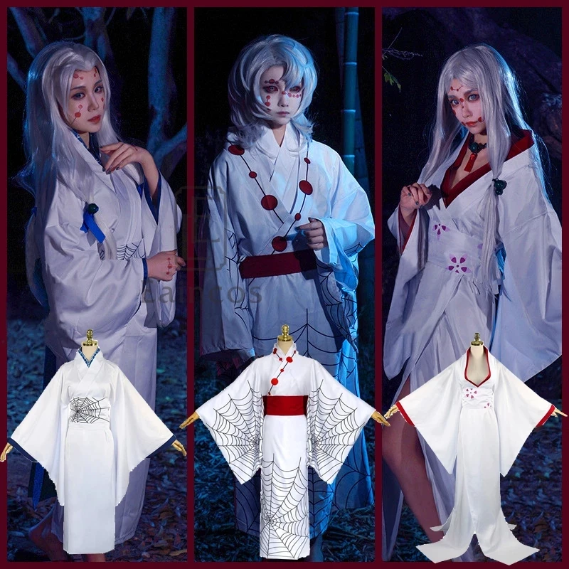 

New Anime Demon Slayer Kimetsu no Yaiba Spider Rui Mother Sister Cosplay Costume Women Japanes Kimono Halloween Party Dress Set