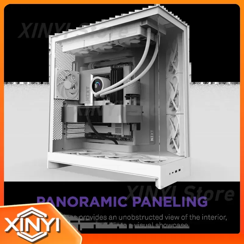 Корпус для игрового ПК NZXT H9 Flow Black White Mid Tower ATX с закаленным стеклом и 4 предустановленными вентиляторами для самостоятельной сборки настольного компьютера (art.: 3920dc51d5c19) - 3920dc51d5c19