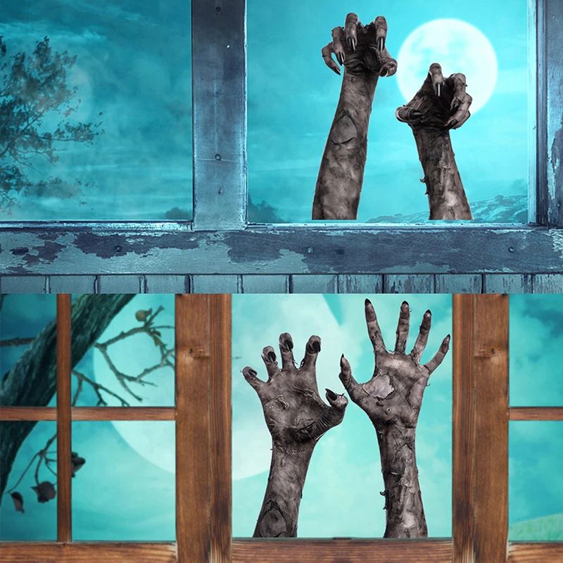 

Halloween Ghost Hand Wall Sticker 3D View Scary Ghost Hand Horror Decals Removable Self-adhesive PVC Wall Stickers Window Decor