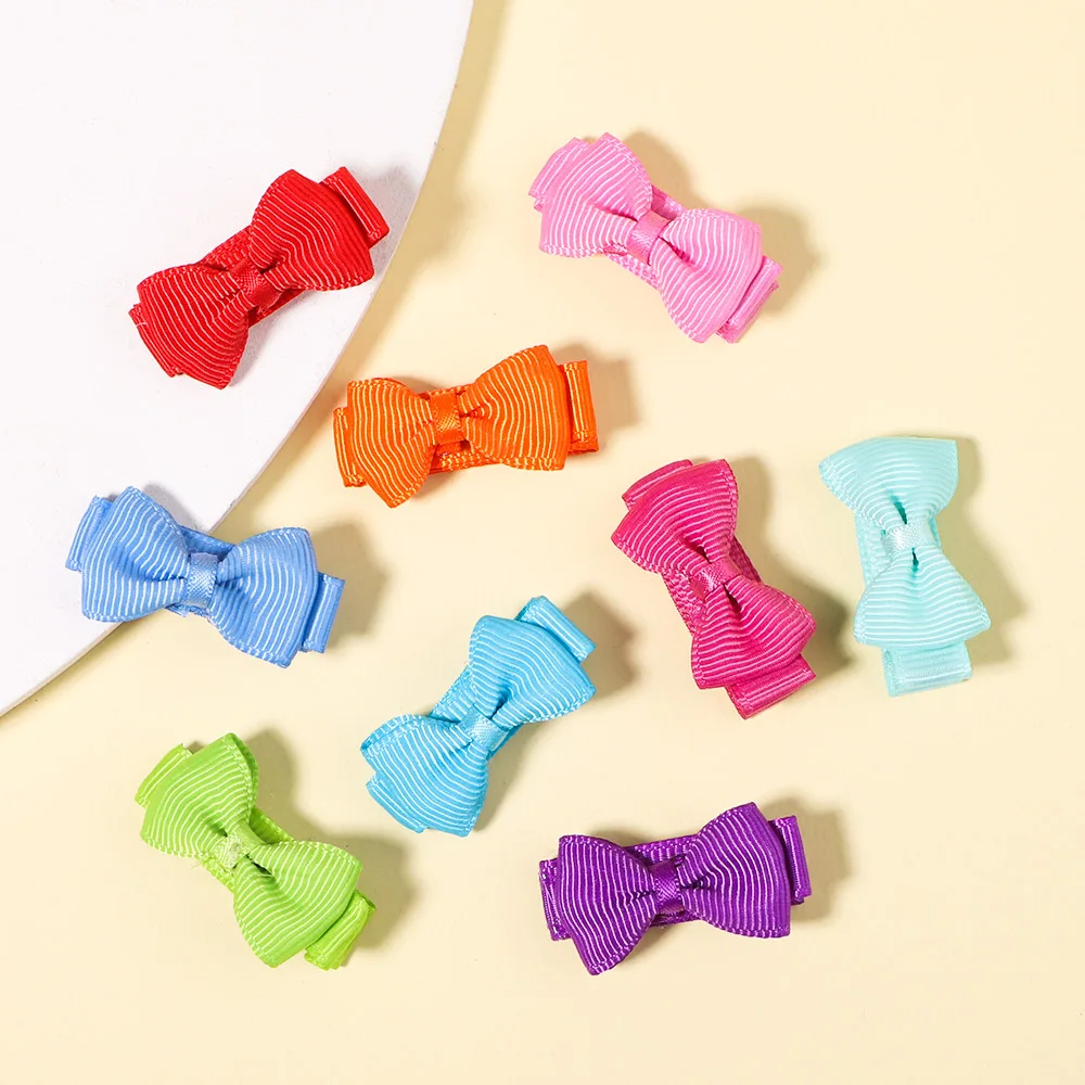 

20 Pcs/Set 1.4'' Mini Bows Hair Clips for Baby Girls Kids Solid Color Bows Hairpins Barrettes Handmade Headwear Hair Accessories