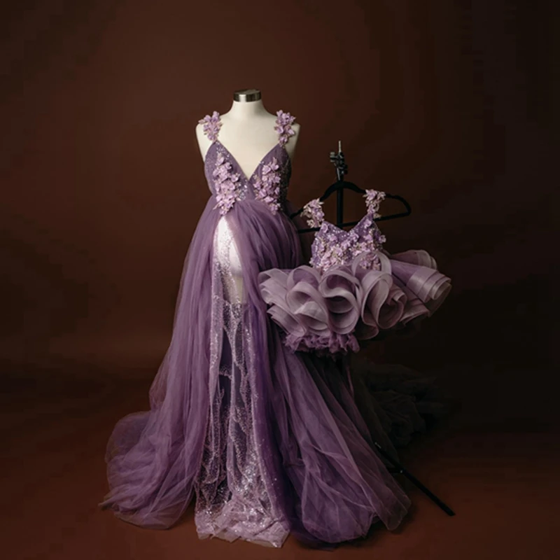 Реальное изображение, цветы, пышные платья для мамы и дочки, Симпатичные спагетти на бретельках, кружевные цветочные платья для мамы и ребенка, вечерние платья для фотосъемки