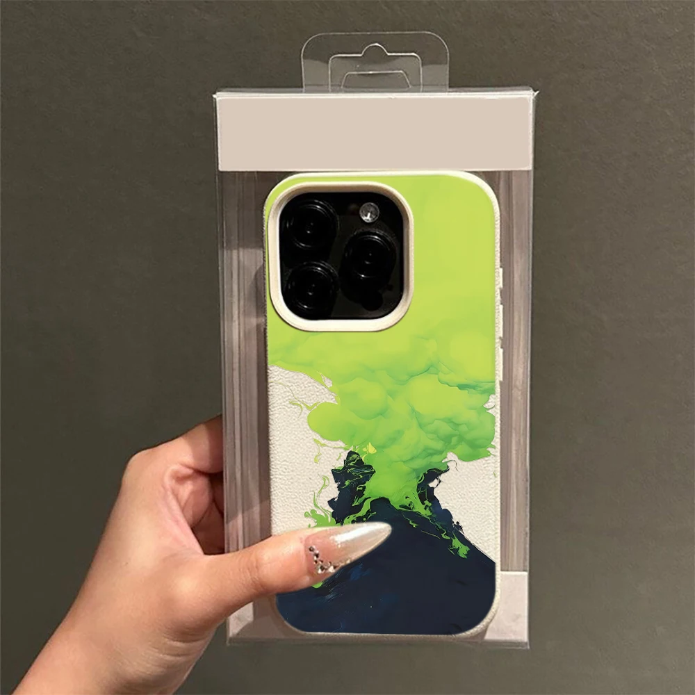 Фото Чехол для iPhone 11 12 13 14 15 16 17 Pro Max Plus Air с дизайном «Зеленое извержение вулкана», мягкий чехол из поликарбоната №1