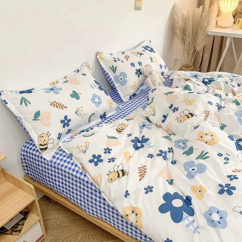 

200x230 Duvet Cover Girls Lovely Flower Printing Beddings Fashion Bed Cover Set Single Bed Pink Home Bedding Set Useful Bedsheet