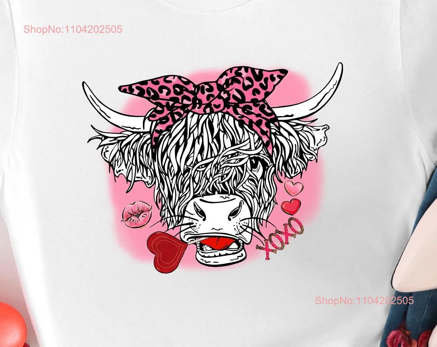 Футболка с изображением коровы на День Святого Валентина Highland Sweetheart XOXO Lover милый