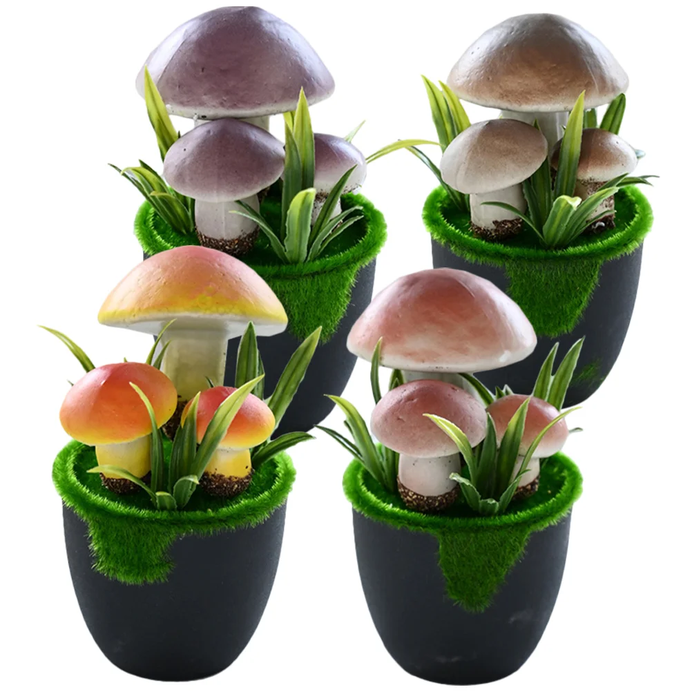 4 шт. имитация мха трехголовые мини-грибы украшения для сада в горшке