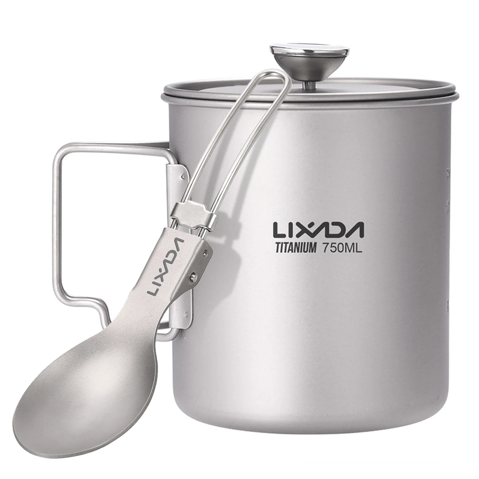 

Lixada 750ml Titanium Coffee Cup Mug French Press Pot Coffee Maker with Lid Outdoor Camping Cooking Pot for Outdoor Picnic