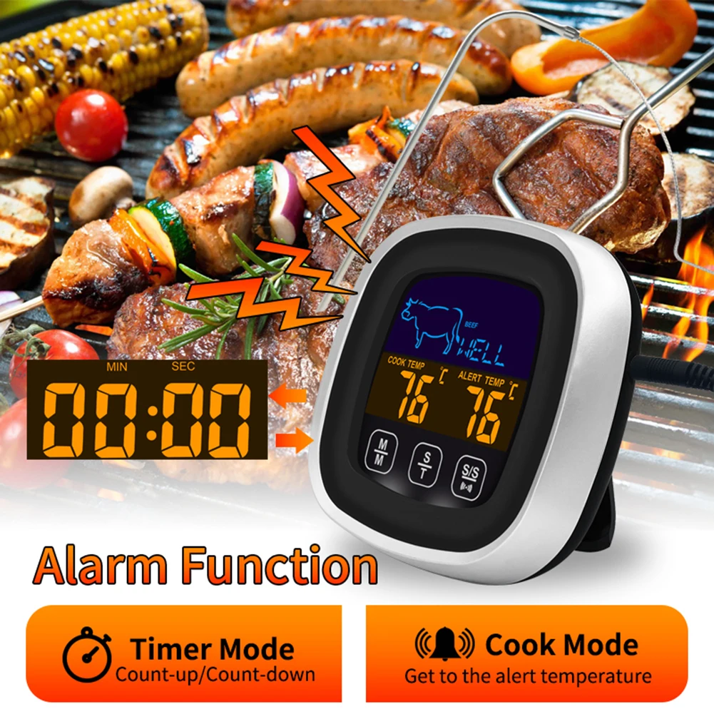 

Digital Meat Thermometers LCD Touchscreen Food Probe Steak Meat Milk Beef Temperature BBQ Oven Kitchen Cooking Measuring Tool