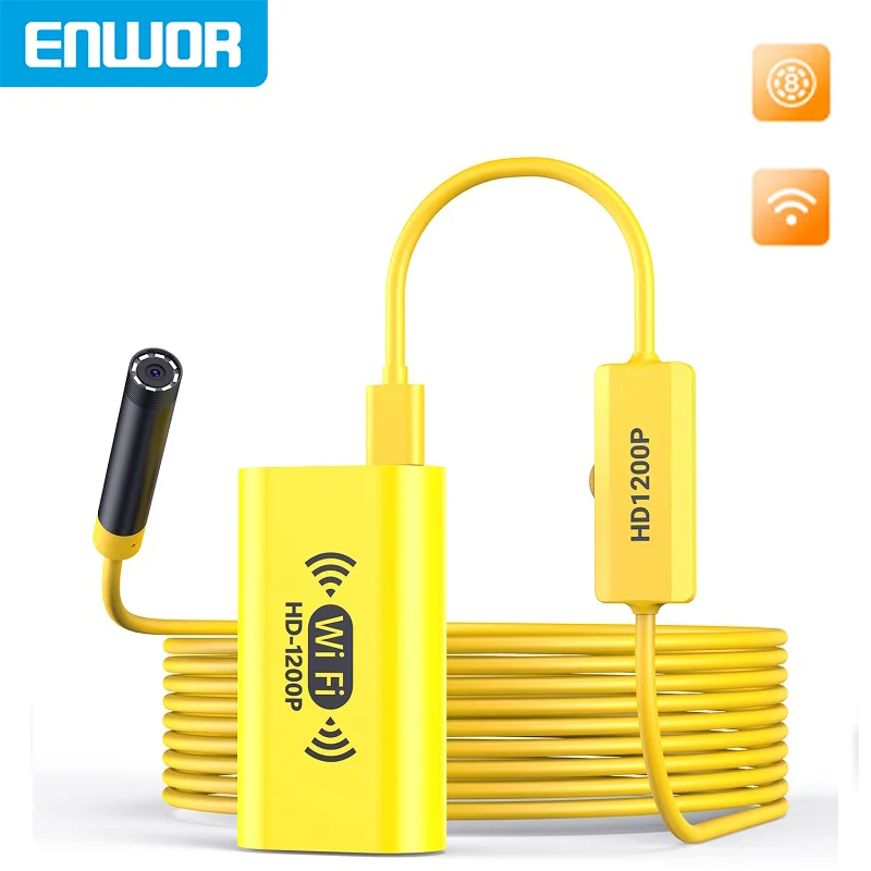 

ENWOR Wireless Endoscope Mini Camera 8mm IP67 Waterproof Lens 1200P HD for Android/ios/PC WiFi Borescope Inspection
