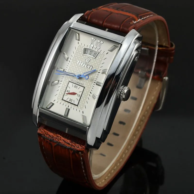 

Dropshipping 2023 GOER Men Watches Casual Men Wristwatches Leather Strap Automatic Mechanical Watches Small Seconds Watch Stocks
