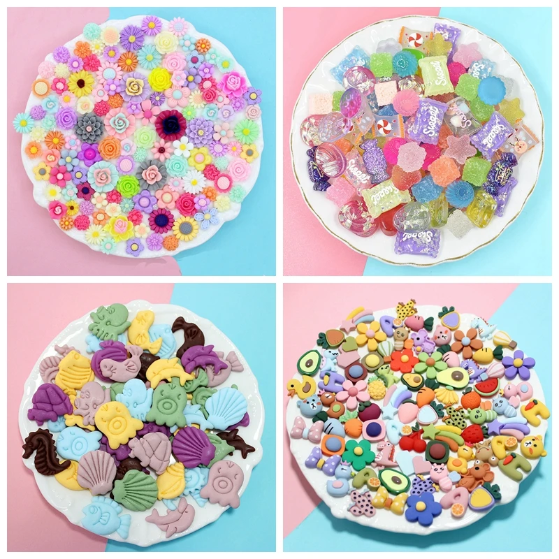 

10PCS Beautiful Flower Material Kit 3D Resin Charm Flat Back Mobile Phone Case Decor Hairpin Accessories Nail Patch DIY Material